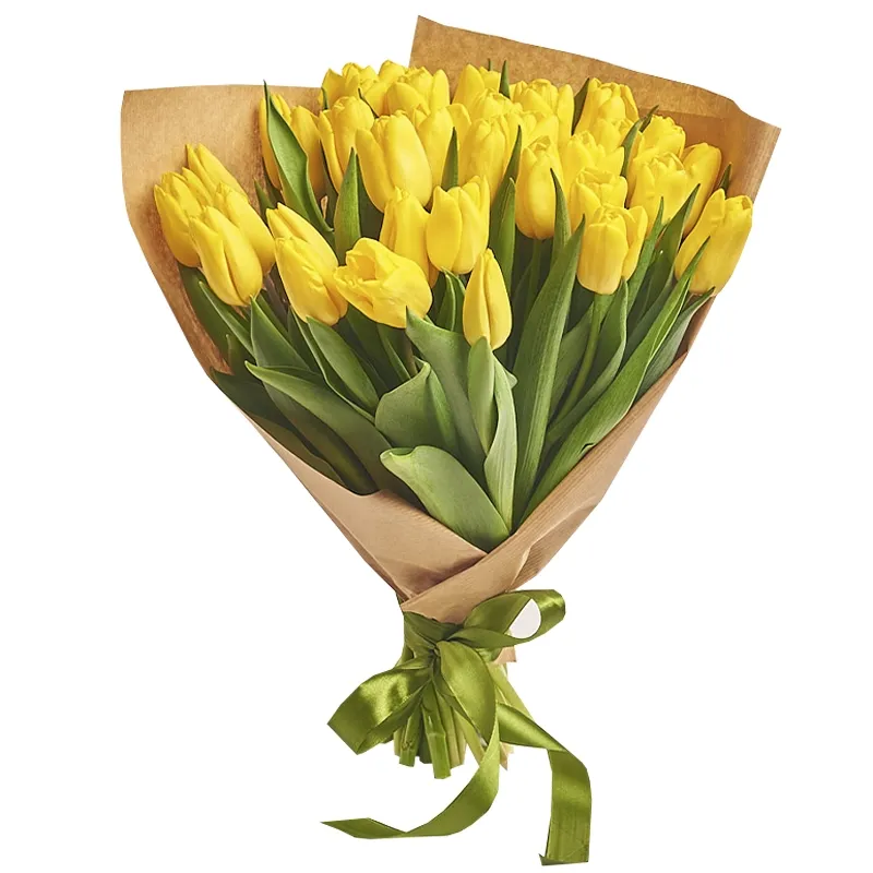 35 желтых тюльпанов